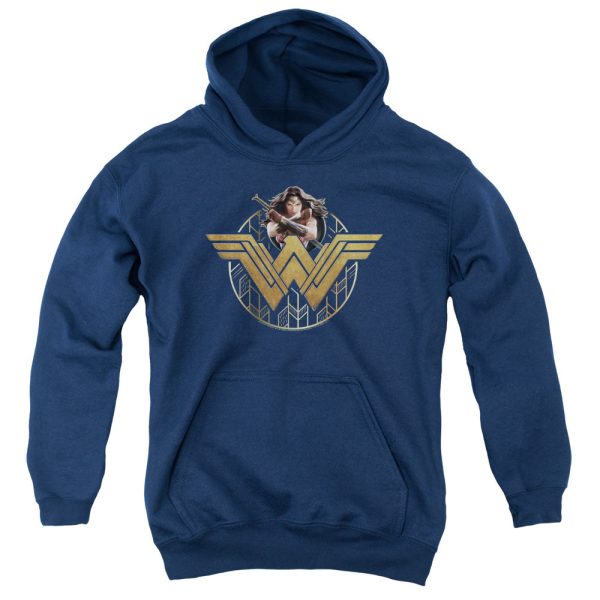 WONDER WOMAN MOVIE : POWER STANCE AND EMBLEM YOUTH PULL OVER HOODIE Navy XL Online Sale