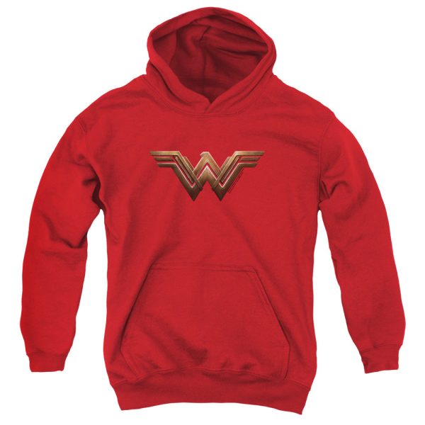 WONDER WOMAN MOVIE : WONDER WOMAN LOGO YOUTH PULL OVER HOODIE Red MD For Sale