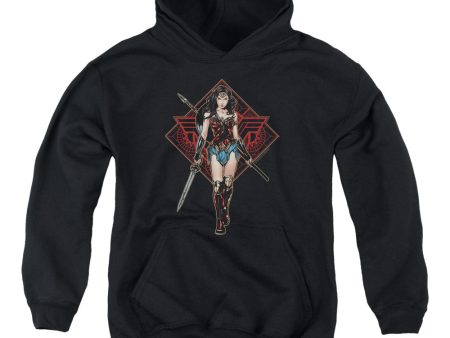 WONDER WOMAN MOVIE : WARRIOR YOUTH PULL OVER HOODIE Black MD Cheap