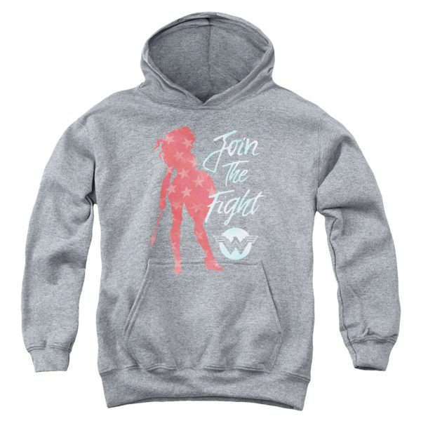 WONDER WOMAN MOVIE : FREEDOM FIGHT YOUTH PULL OVER HOODIE Athletic Heather MD For Sale