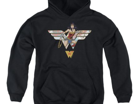 WONDER WOMAN : WONDER WOMAN 80TH COLLAGE LOGO YOUTH PULL OVER HOODIE Black SM Discount