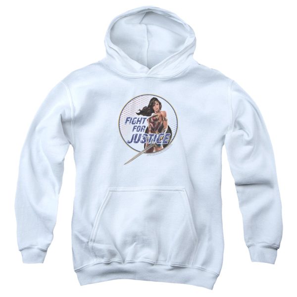 WONDER WOMAN MOVIE : FIGHT FOR JUSTICE YOUTH PULL OVER HOODIE White SM on Sale