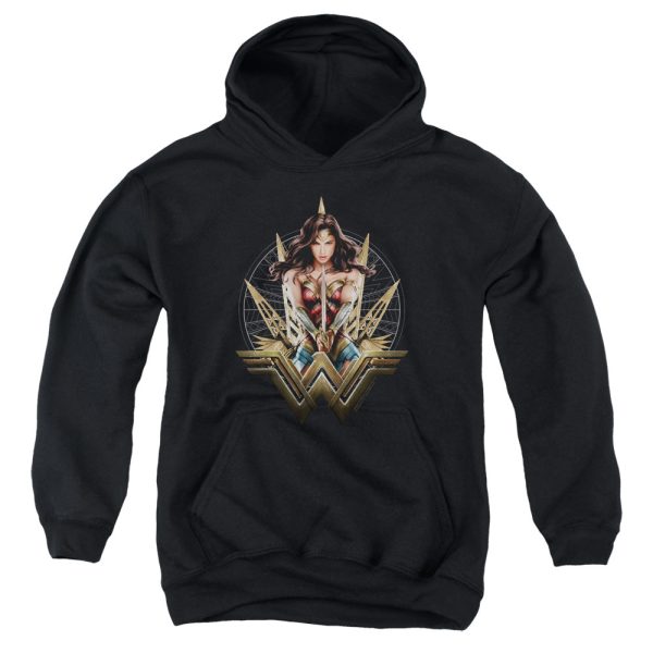 WONDER WOMAN MOVIE : WONDER BLADES YOUTH PULL OVER HOODIE Black MD on Sale