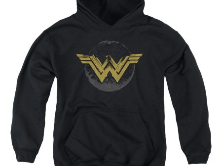 WONDER WOMAN MOVIE : DISTRESSED LOGO YOUTH PULL OVER HOODIE Black XL Online Hot Sale