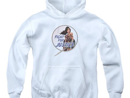 WONDER WOMAN MOVIE : FIGHT FOR JUSTICE YOUTH PULL OVER HOODIE White LG Sale