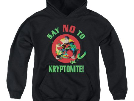 SUPERMAN : SAY NO TO KRYPTONITE YOUTH PULL OVER HOODIE BLACK SM Fashion