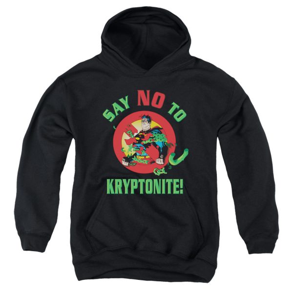 SUPERMAN : SAY NO TO KRYPTONITE YOUTH PULL OVER HOODIE BLACK SM Fashion